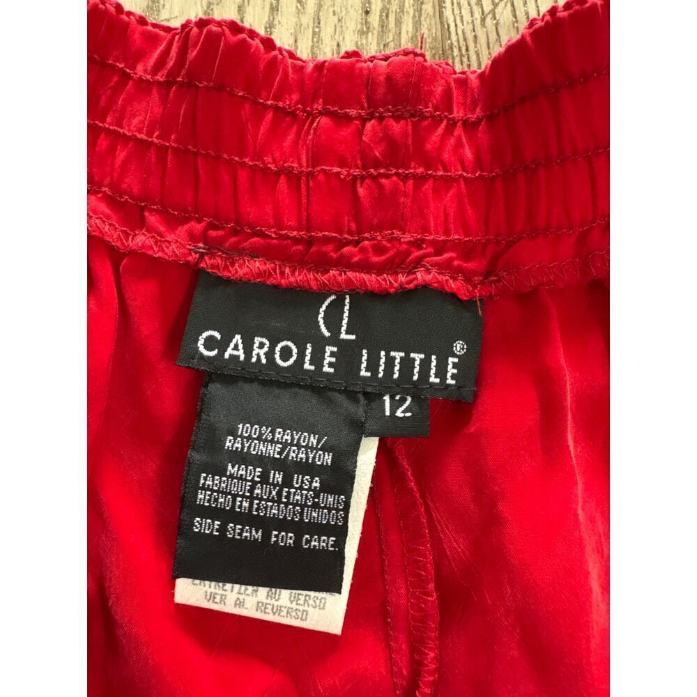 Vintage Carole Little Red Rayon Pants (Silk Feel) - Size 12 - Picture 2 of 5